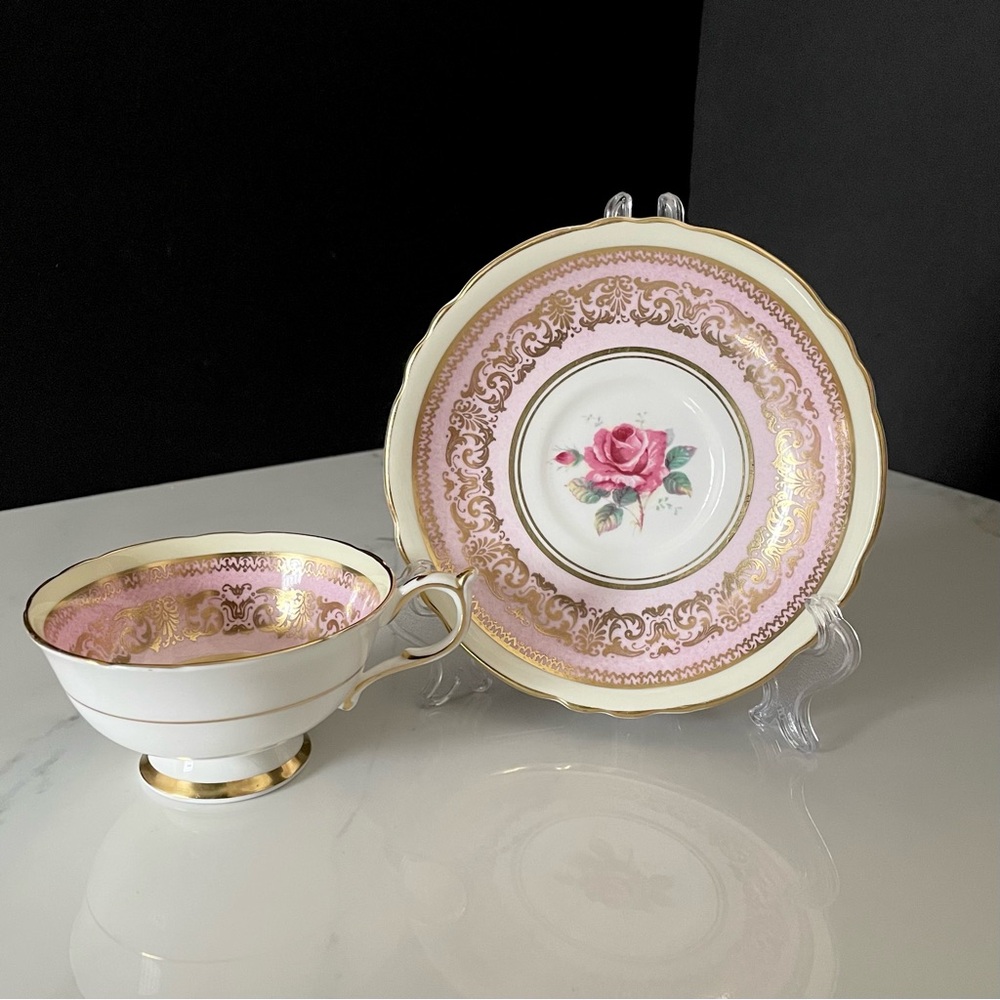 Pink & Gold Rose Cup & Saucer - Paragon